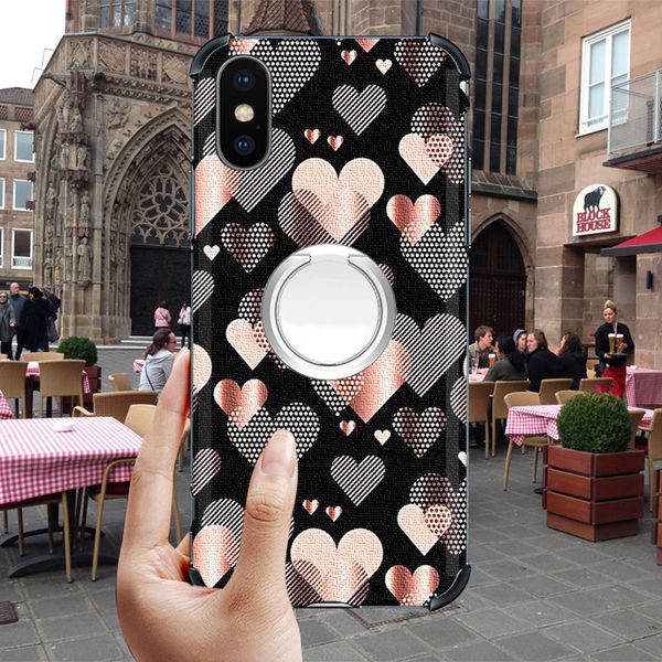 

silk grain lamb skin cases love heart case magnetic vehicle kickstand for oppo a32 a72 a83 a53 a79 a93 a9 a92s a52 find x2 reno 6 v11 f11 he