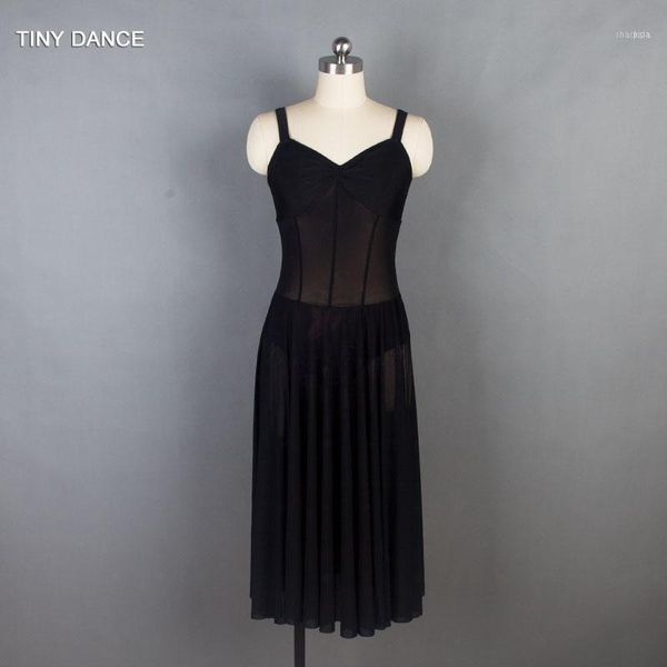 

arrival of women's black spandex and mesh long ballet, lyrical contemporary dance dress 187201, Black;red