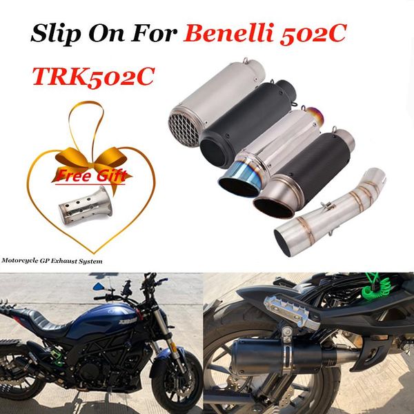 

motorcycle exhaust system slip on for benelli 502c trk502c leoncino250 escape modified link pipe carbon fiber muffler db killer