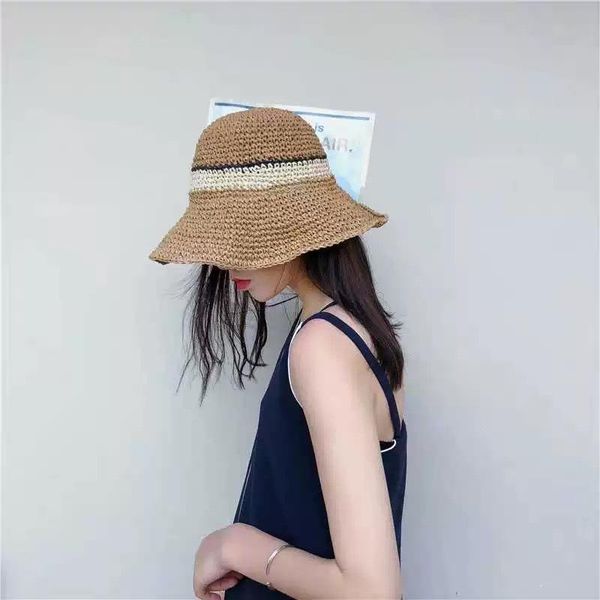 

portable summer beach hat female casual panama lady brand women flat brim straw cap girls sun bob wide hats, Blue;gray