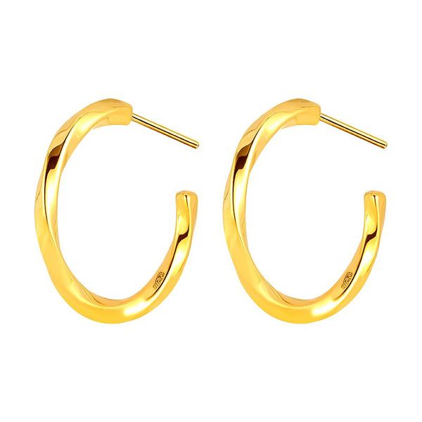 

hoop & huggie arrival 24k yellow gold earrings 3d hard women 999, Golden;silver