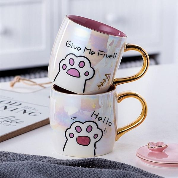 

mugs cartoon ceramics cat mug with lid and spoon coffee milk cute creative breakfast cup valentine's day wedding birthday gift