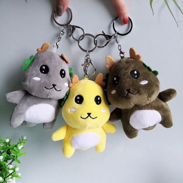

keychains plush cute dinosaur keychain fragrance full fur pengdant key chain kids girl children lovely gifts keyring, Silver