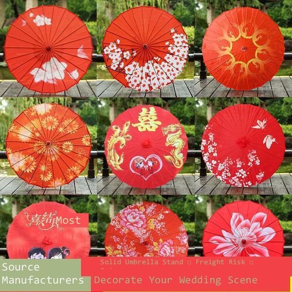 

umbrellas wedding red oiled paper umbrella hanfu woman chinese style silk decoration parasol paraguas sombrilla