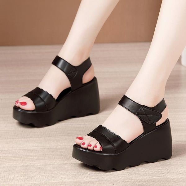 

dress shoes 8cm high heel sandals in summer wedges women platform open toe red sandal heels white, Black