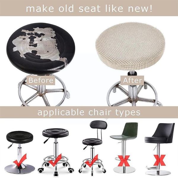 

chair covers 32-38cm diameter bar stool cushion protector cover dirt-proof polyester comfortable lift anti-slip breath v8m0