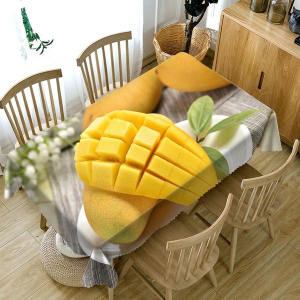 

table cloth yellow mango round tablecloth 3d tropical fruit washable fabric rectangular cover dining room home decor
