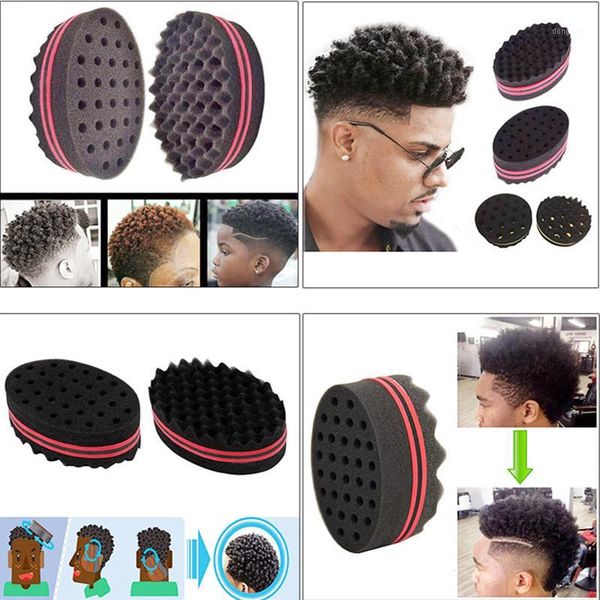 

double sided wave-shaped sponge brushes multi-holes side braid twist hair curl wave brush styling tools bun maker1, Brown