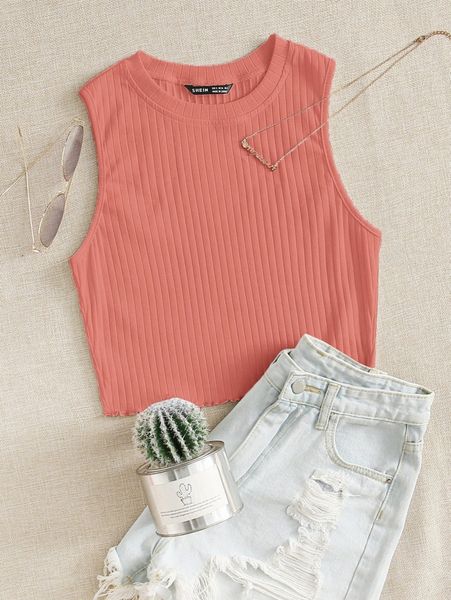 

ribbed lettuce-edge tank y8v0#, White