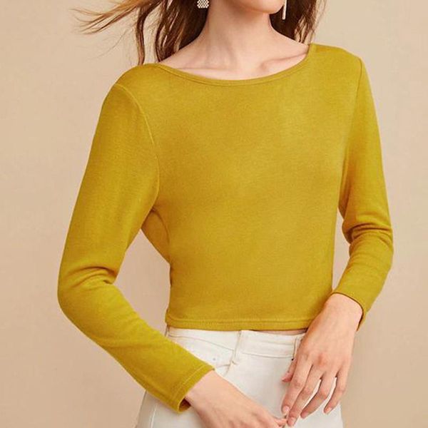 

women's sweaters long-sleeved round neck back v-neck pullover knitted pure yellow spring and autumn sweater shirt 2021, White;black