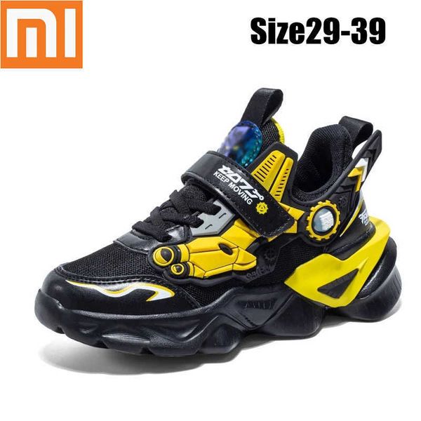 

xiaomi kids shoes mecha cartoons sneakers boys girls sports shoes lightweight children leather waterproof casual walking shoes g1025, Black;red