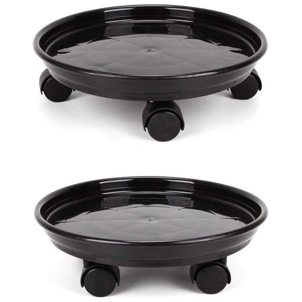 

planters & pots 2 packs of plant caddies, round potted stand with wheels, heavy pot rack trolley cart tray tray, universal wheels for