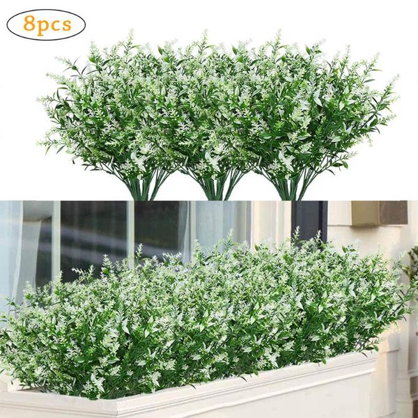 

decorative flowers & wreaths 8pcs lavender artificial wedding decoration plastic fake plants bouquet home garden table decor manual diy vase