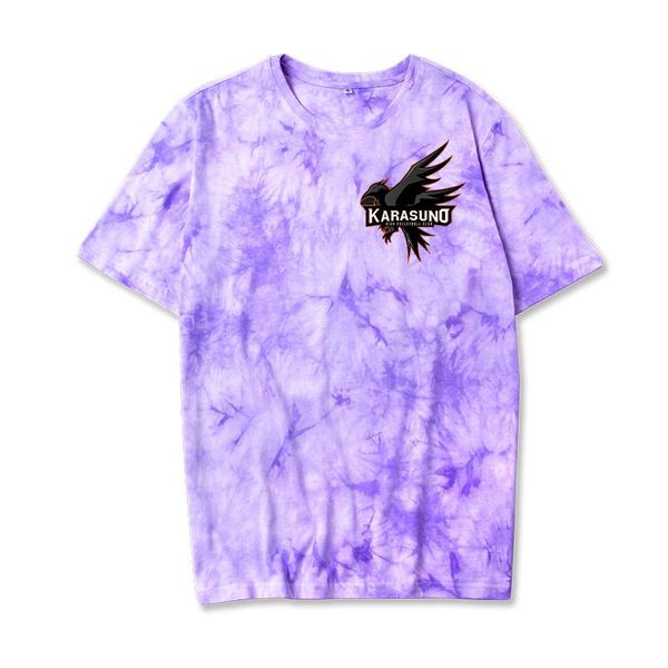 

women's t-shirt japanese anime haikyuu karasuno bird printing tie dye t shirt funny cartoon graphic men summer oversized casual, White