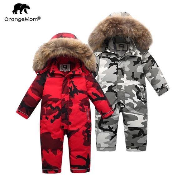 Marca Loja oficial da OrangeMom Roupa infantil, inverno 90% para baixo jaqueta para meninas meninos desgaste de neve, bebê crianças jumpsuit 211027