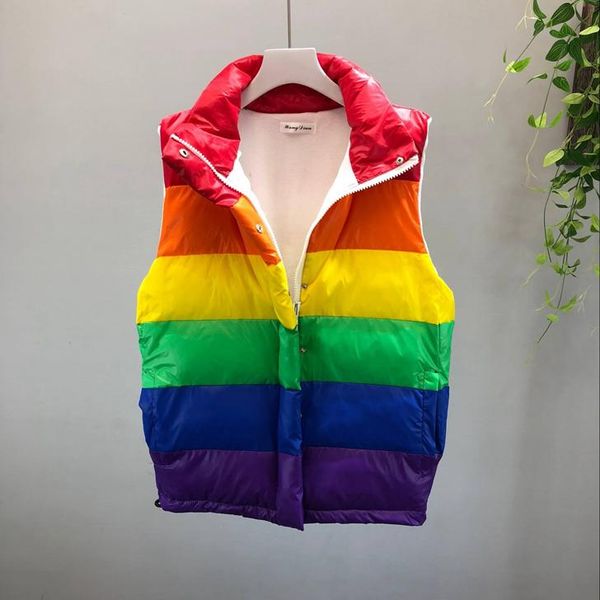 

women's vests korean 2021 autumn and winter colorful stripe temperament vest slim sleeveless fashion, Black;white