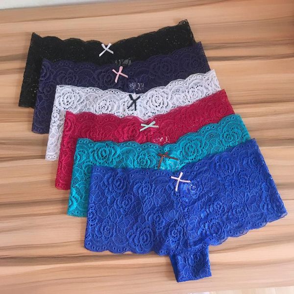

women's panties 3 pieces lace underwear woman boyshort underpants for female lingerie see through culotte femme intimates, Black;pink