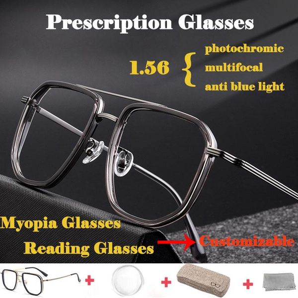 

sunglasses retro rim prescription glasses men women custom progressive pochromic reading optical astigmatism myopia goggles, White;black
