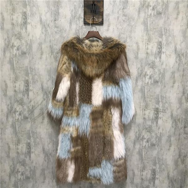 

women's fur & faux 2021 red silver jacket woven long fashion catwalk party real coats and jackets women luxury clothes, Black