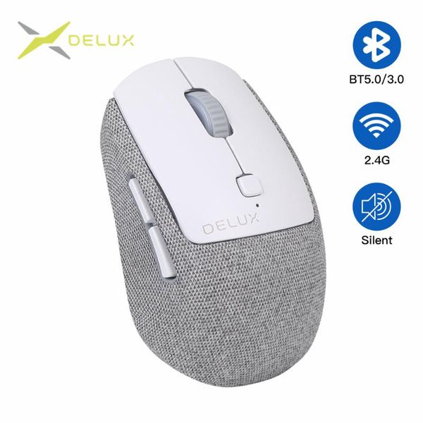 

mice delux m520db silent wireless mouse bt 5.0 3.0 + 2.4ghz multi mode mini with replaceable textile cover for computer