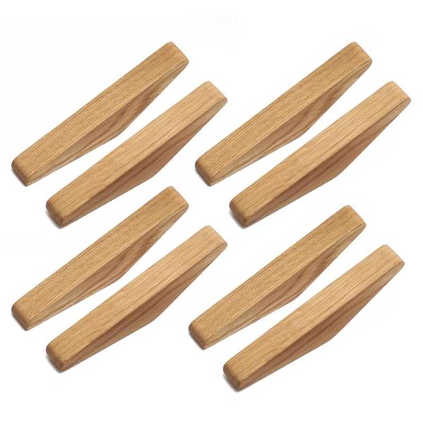 

8pcs natural wood clothes hanger wall mounted coat hook decorative key holder hat scarf handbag storage bathroom rack hooks & rails