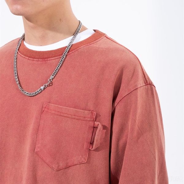 

zun forn3 spring solid color youth leisure men's t-shirts) bottoming washed to make old long sleeve for men pullovert-shirt pullover, White;black