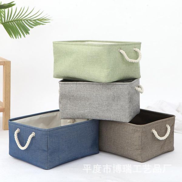 

storage baskets simple style sundries basket folding rope toy cosmetic cotton and linen material
