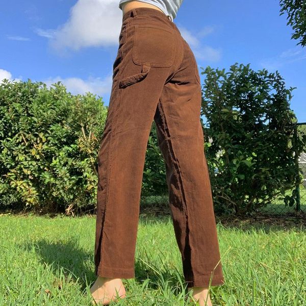 

streetwear high waist y2k corduroy brown pants women vintage joggers loose casual sweatpants aesthetic cargo women's & capris, Black;white