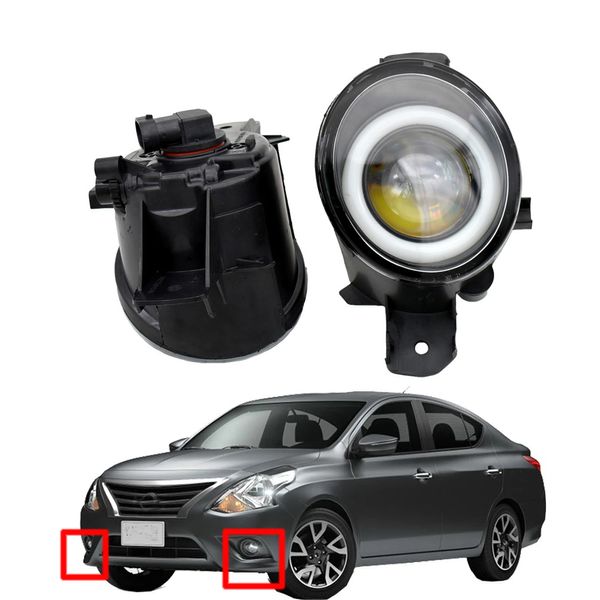 

led drl car accessories headlights styling lens angel eye fog light for nissan versa 2012-2015