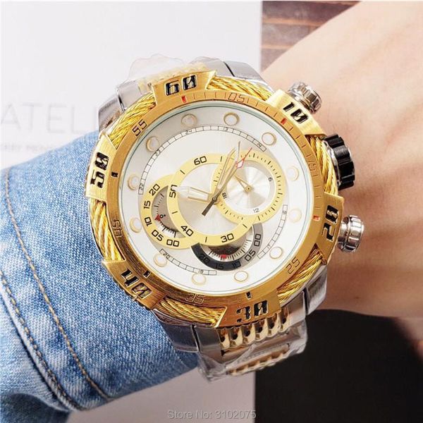 

wristwatches mens watches 2021 large case fashion invta sports chronograph quartz watch men waterproof relogio masculino, Slivery;brown