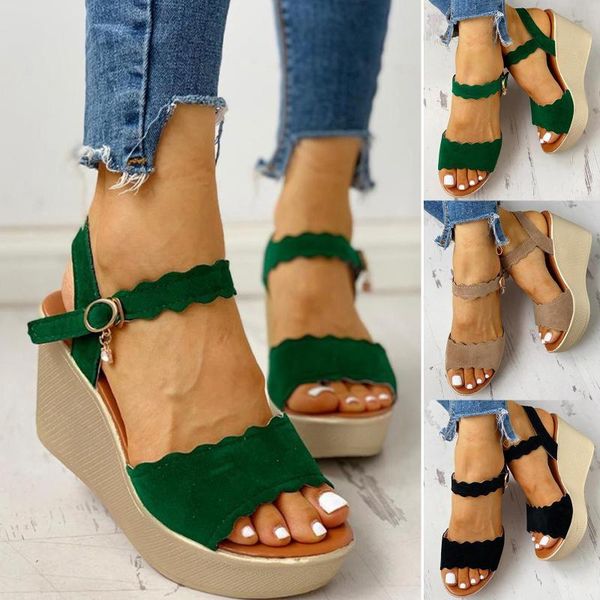 

sandals women ladies fashion casual peep toe wedges platforms crystal high heels shoes summer beach plus size, Black