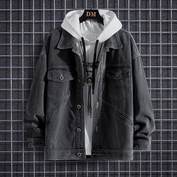 

men's jackets 2021 spring and autumn fashion trend brand denim jacket simple retro style loose casual regular blue black, Black;brown