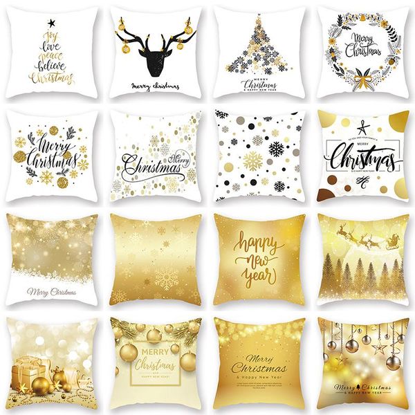 

cushion/decorative pillow golden christmas elk snowman pillowcase decoration sofa cushion cover bed case home car 45*45cm