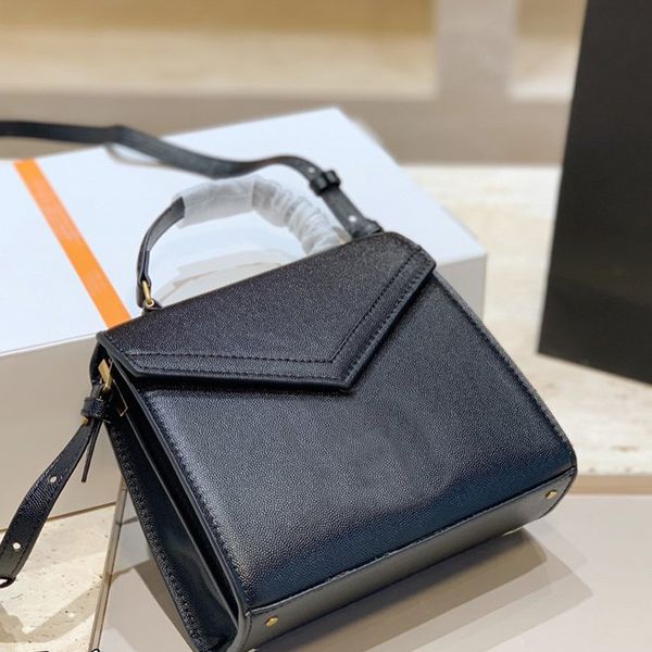

black genuine leather shoulder bag women plain cover cross body bags letter golden hardware tote handbag ajustable strap business style