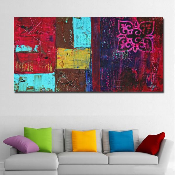 

patchwork colorful abstract art modern oil painting printed on canvas wall art print poster for living room home decor