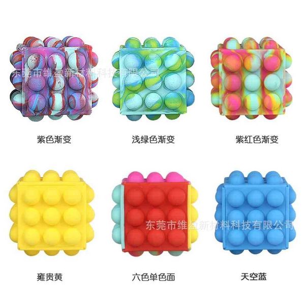 

led square poppers bublles rainbow children's push poppers bubbles rugby silicone popet pressure reducing ball fidget toy decompression