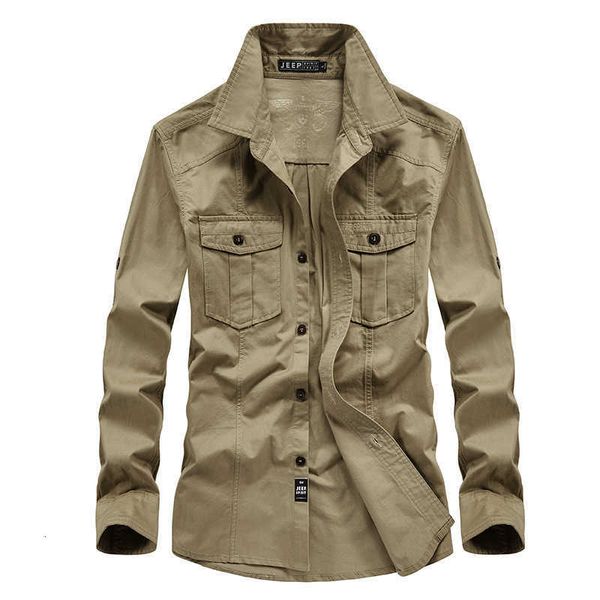 

2021 fashion denim pocket long sleeve square collar shirt men's, Black