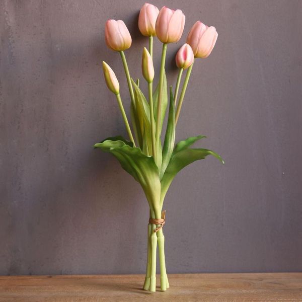 

luxury plastic real touch tulips bouquet decorative artificial flowers living room decoration flores artificiales wedding decor & wreaths