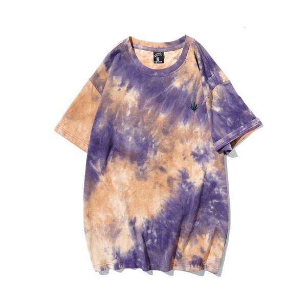 

tie dyed short sleeve t shirt boys summer trend loose korean cotton lovers, White;black