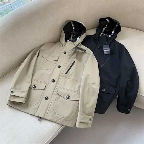 

ji jian city business leisure sports men's hooded jacket assault coat style jacket fashion, Black;brown