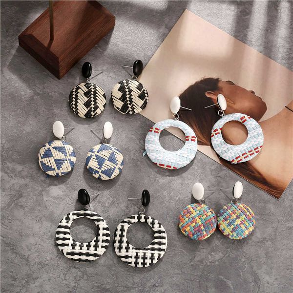 

ear accessories creative simple color woven round earrings for women, Golden