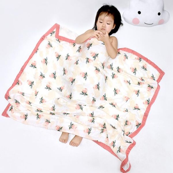 Младенческие полотенца для ванн напечатаны Муслин Четырехслойный бамбуковый хлопковый марли полотенце, обернутые ins baby одеяло 27 дизайна yl493