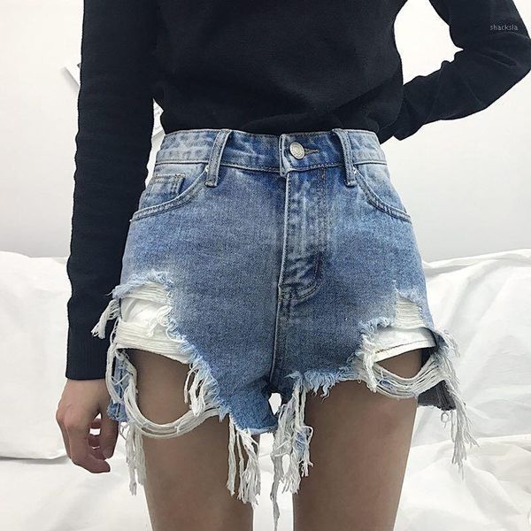 

women's shorts 2021 summer women ripped jeans high waist loose blue & club denim short feminino with hole plus size 3xl 4xl 5xl, White;black