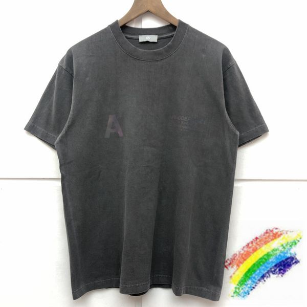 

vintage reflection t-shirt men women wash and make old tee, White;black