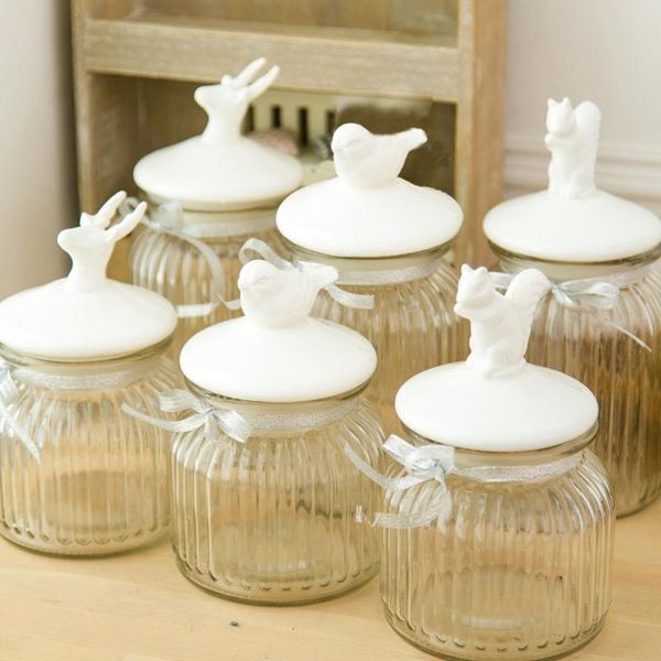 

storage bottles & jars 1pcs arrival keyama nordic style kitch ceramic glass sealed can bottle bird squirrel reindeer option home decoration