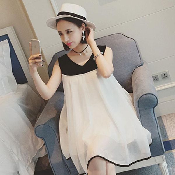 

maternity dresses sleeveless colourless pregnant women's chiffon, White