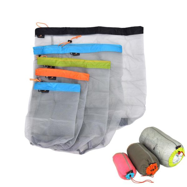 

storage bags 1pcs tavel drawstring mesh bag portable outdoor camping sports stuff sack equipment 5 size