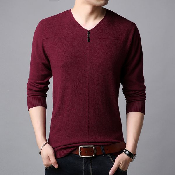 

spring long sleeve sweater men's v-neck slim fit spring and autumn t-shirt, Black