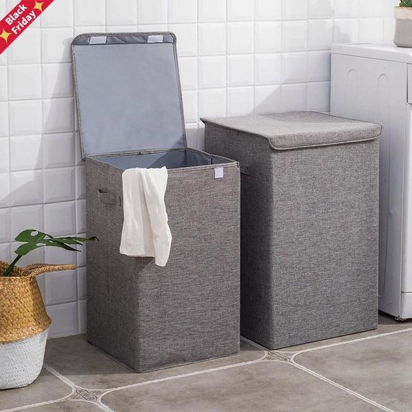 

cotton laundry basket with cover bathroom storage home collapsible waterproof hamp & organization