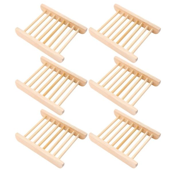 

hangers & racks 6pcs bathroom soap dish tray wooden draining holder storage organizer